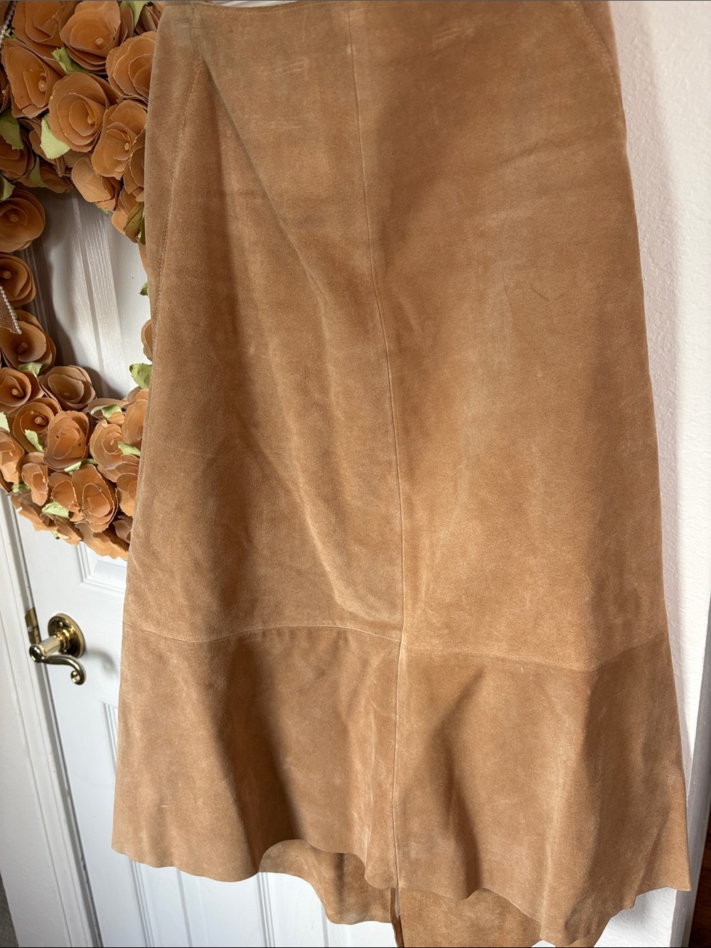 100% Leather Suede Midi Skirt - Banana Republic